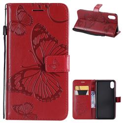 Embossing 3D Butterfly Leather Wallet Case for iPhone XS Max (6.5 inch) - Red