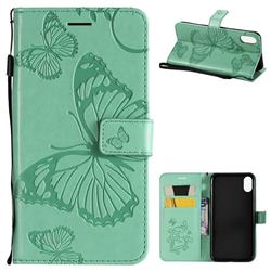 Embossing 3D Butterfly Leather Wallet Case for iPhone XS Max (6.5 inch) - Green