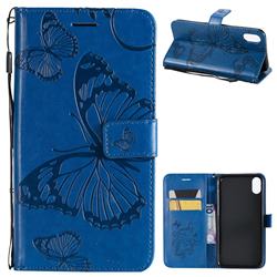Embossing 3D Butterfly Leather Wallet Case for iPhone XS Max (6.5 inch) - Blue