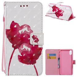 Red Rose 3D Painted Leather Wallet Case for iPhone XS Max (6.5 inch)