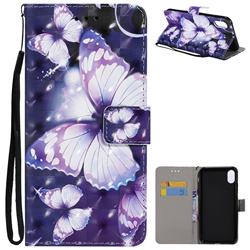 Violet butterfly 3D Painted Leather Wallet Case for iPhone XS Max (6.5 inch)