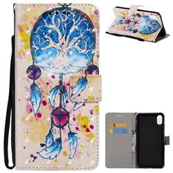 Blue Dream Catcher 3D Painted Leather Wallet Case for iPhone XS Max (6.5 inch)