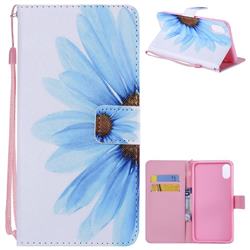 Blue Sunflower PU Leather Wallet Case for iPhone XS Max (6.5 inch)