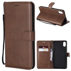 Retro Greek Classic Smooth PU Leather Wallet Phone Case for iPhone XS Max (6.5 inch) - Brown