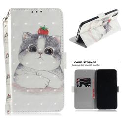 Cute Tomato Cat 3D Painted Leather Wallet Phone Case for iPhone XS Max (6.5 inch)
