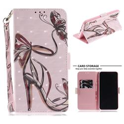 Butterfly High Heels 3D Painted Leather Wallet Phone Case for iPhone XS Max (6.5 inch)