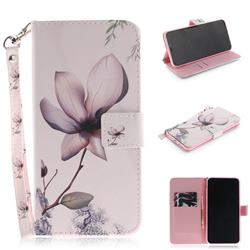 Magnolia Flower Hand Strap Leather Wallet Case for iPhone XS Max (6.5 inch)