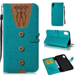 Ladies Bow Clothes Pattern Leather Wallet Phone Case for iPhone XS Max (6.5 inch) - Green