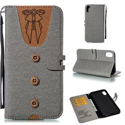 Ladies Bow Clothes Pattern Leather Wallet Phone Case for iPhone XS Max (6.5 inch) - Gray