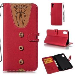 Ladies Bow Clothes Pattern Leather Wallet Phone Case for iPhone XS Max (6.5 inch) - Red