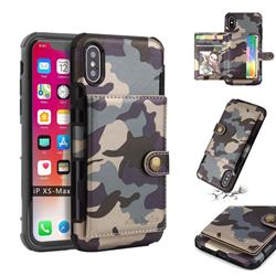 Camouflage Multi-function Leather Phone Case for iPhone XS Max (6.5 inch) - Gray