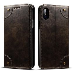 Suteni Retro Classic Minimalist PU Leather Wallet Case for iPhone XS Max (6.5 inch) - Dark Gray