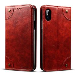 Suteni Retro Classic Minimalist PU Leather Wallet Case for iPhone XS Max (6.5 inch) - Red