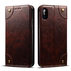 Suteni Retro Classic Minimalist PU Leather Wallet Case for iPhone XS Max (6.5 inch) - Dark Brown