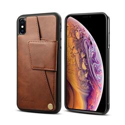Suteni Retro Classic Folding Card Slots Phone Cover for iPhone XS Max (6.5 inch) - Brown