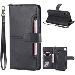 Retro Multi-functional Detachable Leather Wallet Phone Case for iPhone XS Max (6.5 inch) - Black