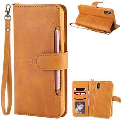 Retro Multi-functional Detachable Leather Wallet Phone Case for iPhone XS Max (6.5 inch) - Brown
