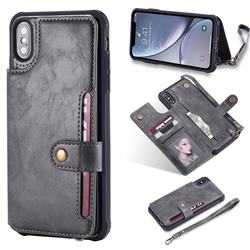 Retro Aristocratic Demeanor Anti-fall Leather Phone Back Cover for iPhone XS Max (6.5 inch) - Gray