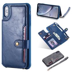 Retro Aristocratic Demeanor Anti-fall Leather Phone Back Cover for iPhone XS Max (6.5 inch) - Blue