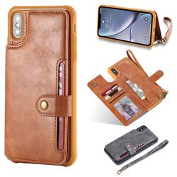 Retro Aristocratic Demeanor Anti-fall Leather Phone Back Cover for iPhone XS Max (6.5 inch) - Brown