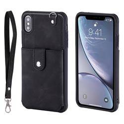 Retro Luxury Anti-fall Mirror Leather Phone Back Cover for iPhone XS Max (6.5 inch) - Black