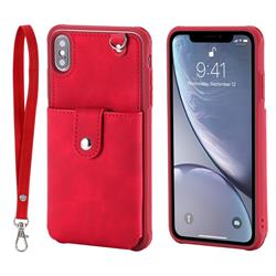 Retro Luxury Anti-fall Mirror Leather Phone Back Cover for iPhone XS Max (6.5 inch) - Red