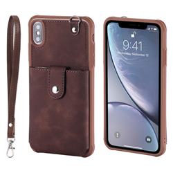 Retro Luxury Anti-fall Mirror Leather Phone Back Cover for iPhone XS Max (6.5 inch) - Coffee