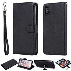 Retro Greek Detachable Magnetic PU Leather Wallet Phone Case for iPhone XS Max (6.5 inch) - Black