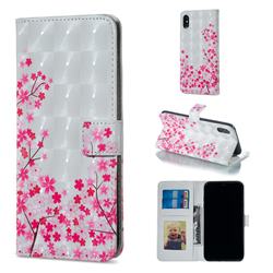 Cherry Blossom 3D Painted Leather Phone Wallet Case for iPhone XS Max (6.5 inch)