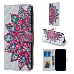 Mandara Flower 3D Painted Leather Phone Wallet Case for iPhone XS Max (6.5 inch)