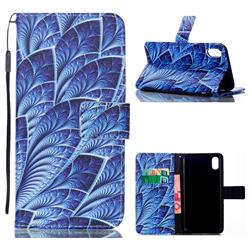 Blue Feather Leather Wallet Phone Case for iPhone XS Max (6.5 inch)