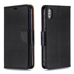 Classic Luxury Litchi Leather Phone Wallet Case for iPhone XS Max (6.5 inch) - Black