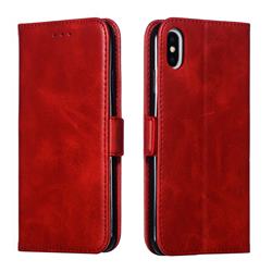 Retro Classic Calf Pattern Leather Wallet Phone Case for iPhone XS Max (6.5 inch) - Red