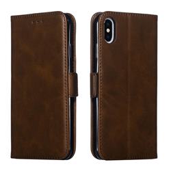Retro Classic Calf Pattern Leather Wallet Phone Case for iPhone XS Max (6.5 inch) - Brown
