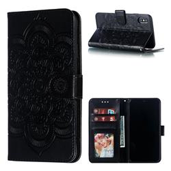 Intricate Embossing Datura Solar Leather Wallet Case for iPhone XS Max (6.5 inch) - Black