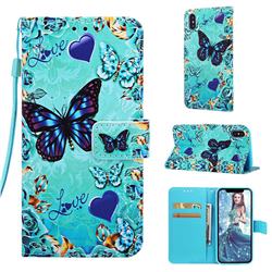 Love Butterfly Matte Leather Wallet Phone Case for iPhone XS Max (6.5 inch)