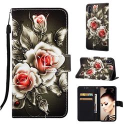 Black Rose Matte Leather Wallet Phone Case for iPhone XS Max (6.5 inch)