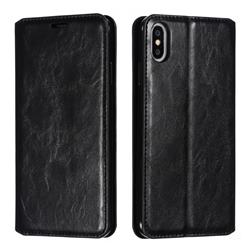 Retro Slim Magnetic Crazy Horse PU Leather Wallet Case for iPhone XS Max (6.5 inch) - Black