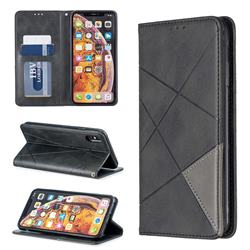 Prismatic Slim Magnetic Sucking Stitching Wallet Flip Cover for iPhone XS Max (6.5 inch) - Black