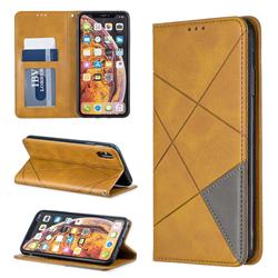 Prismatic Slim Magnetic Sucking Stitching Wallet Flip Cover for iPhone XS Max (6.5 inch) - Yellow
