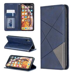 Prismatic Slim Magnetic Sucking Stitching Wallet Flip Cover for iPhone XS Max (6.5 inch) - Blue