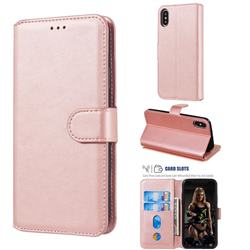 Retro Calf Matte Leather Wallet Phone Case for iPhone XS Max (6.5 inch) - Pink