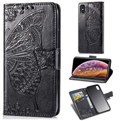 Embossing Mandala Flower Butterfly Leather Wallet Case for iPhone XS Max (6.5 inch) - Black