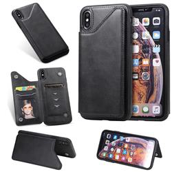 Luxury Multifunction Magnetic Card Slots Stand Calf Leather Phone Back Cover for iPhone XS Max (6.5 inch) - Black