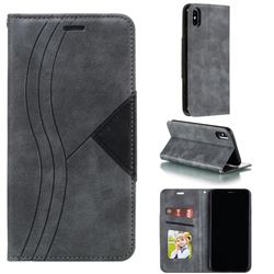 Retro S Streak Magnetic Leather Wallet Phone Case for iPhone XS Max (6.5 inch) - Gray