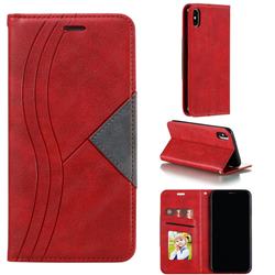 Retro S Streak Magnetic Leather Wallet Phone Case for iPhone XS Max (6.5 inch) - Red
