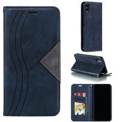 Retro S Streak Magnetic Leather Wallet Phone Case for iPhone XS Max (6.5 inch) - Blue