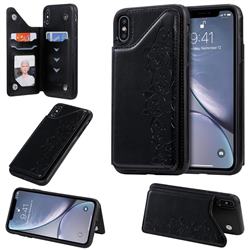 Yikatu Luxury Cute Cats Multifunction Magnetic Card Slots Stand Leather Back Cover for iPhone XS Max (6.5 inch) - Black