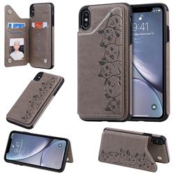 Yikatu Luxury Cute Cats Multifunction Magnetic Card Slots Stand Leather Back Cover for iPhone XS Max (6.5 inch) - Gray
