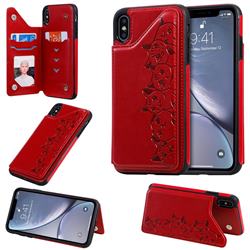 Yikatu Luxury Cute Cats Multifunction Magnetic Card Slots Stand Leather Back Cover for iPhone XS Max (6.5 inch) - Red